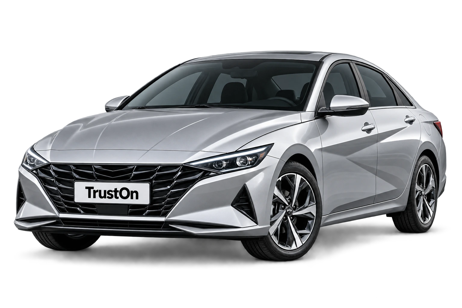 Серебристый автомобиль с номерным знаком TrustOn
